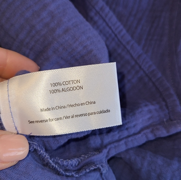 Three Dots Double Layer Gauze Short Sleeve Top Perwinkle Blue Size XL NWT - Picture 8 of 9